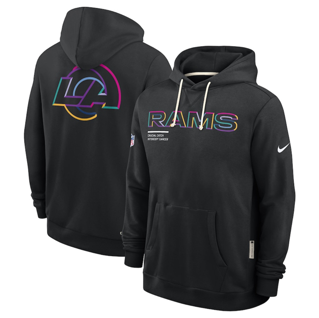 Men's Black Los Angeles Rams 2025 Crucial Catch Club Pullover Hoodie